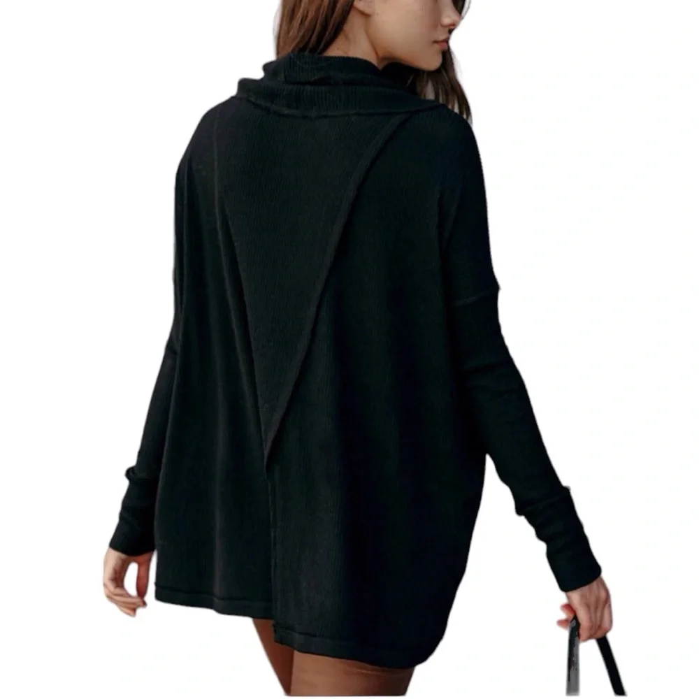 Free People Juicy Long Sleeve Cowl Neck Top Women Color Black Size M